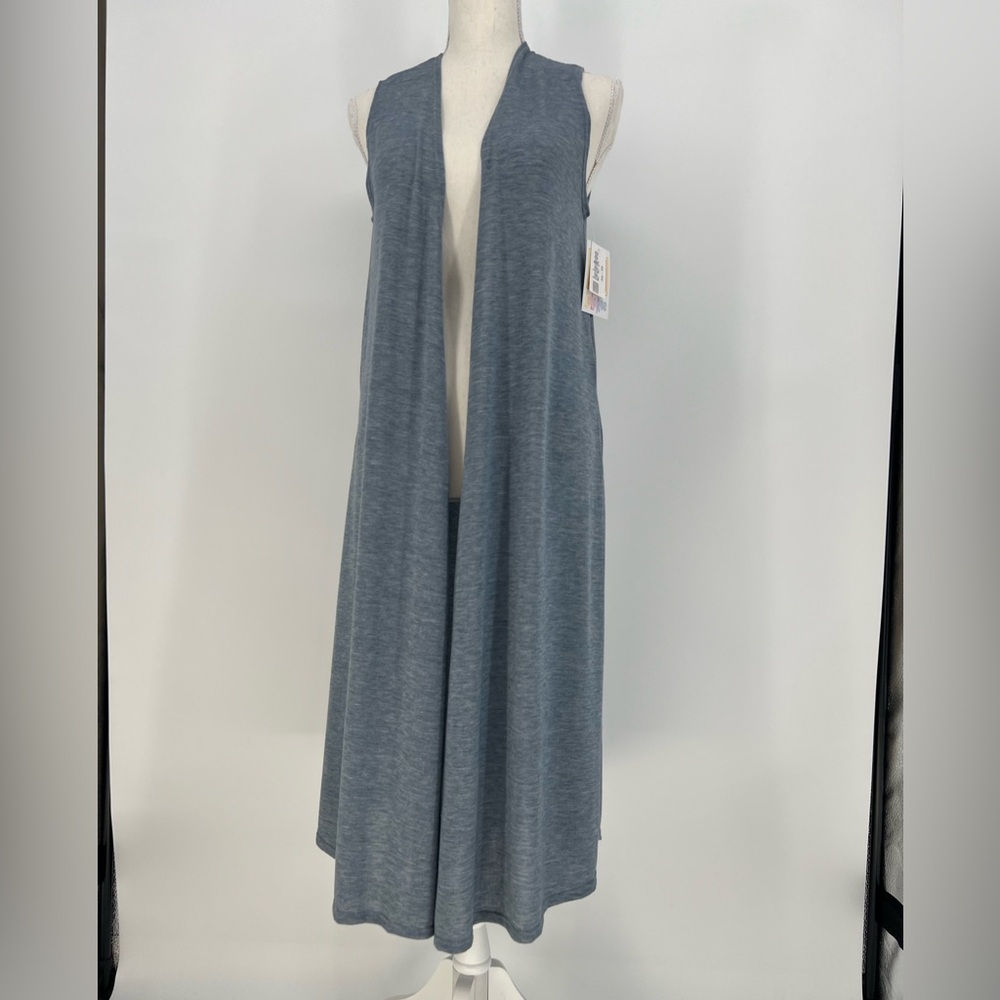 Lularoe Vest Womens XS Blue White Joy Duster Sweater Sleeveless Cardigan Ladies - Picture 1 of 10